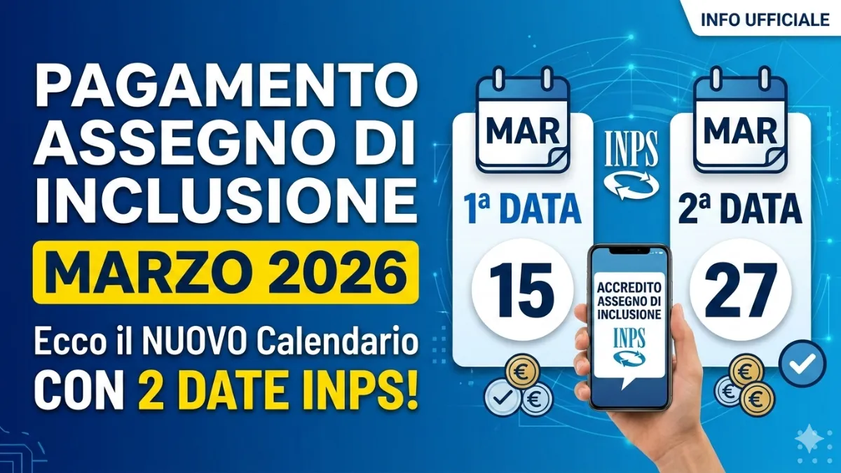 Pagamento Assegno di Inclusione Marzo 2026: Ecco il Nuovo Calendario con 2 Date INPS
